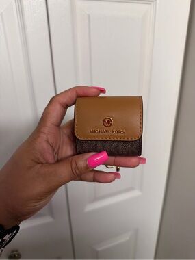 Michael Kors Tan & Brown Signature Mini Key Case